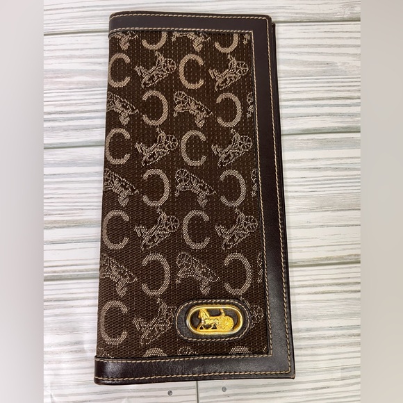 HOLD Celine Authentic Brown Leather
Canvas Vintage Bifold Wallet - Picture 1 of 15